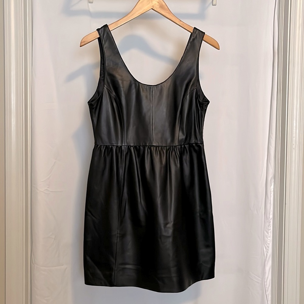 Rebecca Minkoff Size 8 Black Leather Mini Dress.